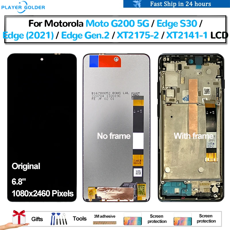 Original For Motorola Moto G200 5G Edge S30 Edge 2021 Edge Gen.2 Pantalla lcd Display Touch Panel Screen Digitizer Assembly LCD