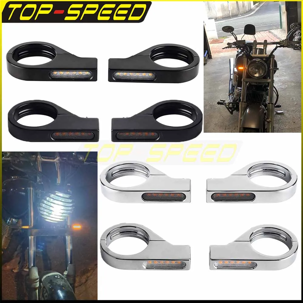 

Amber 41mm Fork Tube Flowing Turn Signal Lamp Motorcycle Universal E24 E-Mark LED Lights For Harley Honda Suzuki Yamaha Kawasaki