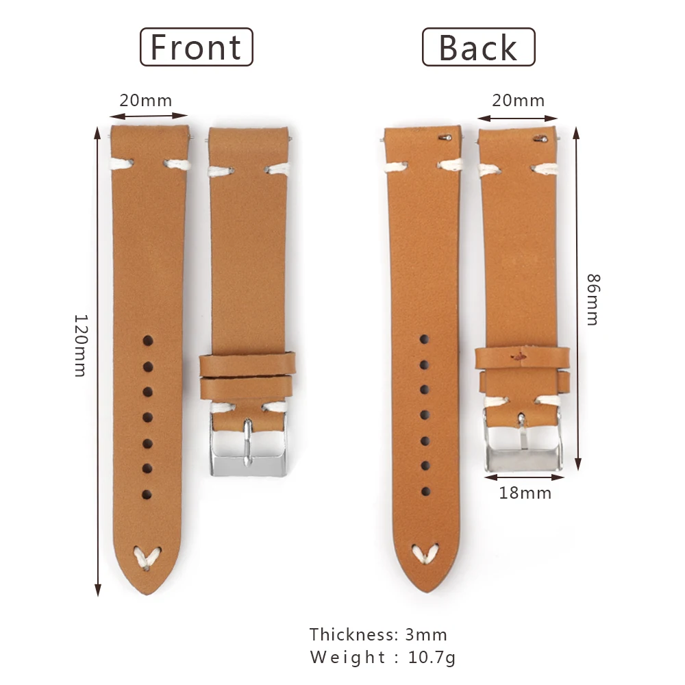 Watchbands Oil Wax Genuine Leather Strap 17mm 18mm 20mm 21mm 22mm Women Men Cowhide Watch Band Handmade Watch Accessories