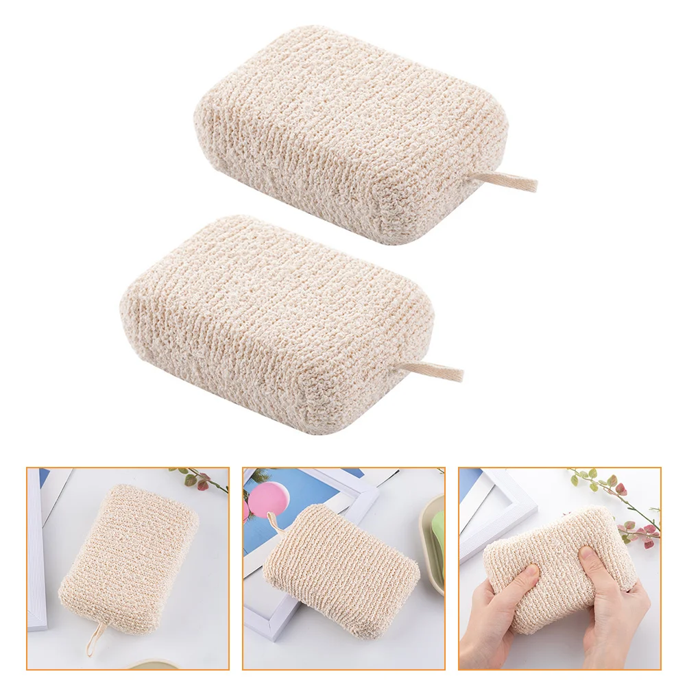 

2pcs Bath Sponge Scrubber Linen Woven High-Quality Skin-Friendly Double-Layer Exfoliating Shower Towel Strong Adsorption Body