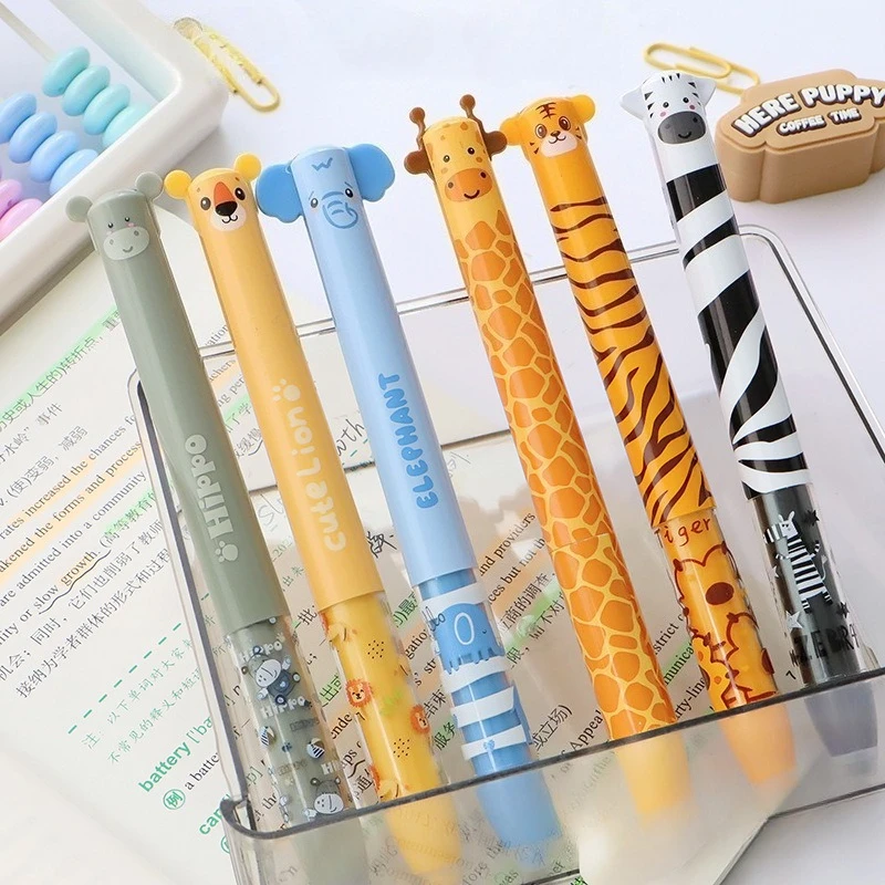 

Cute Animal Gel Pen Dual Color Side Click Erasable Pen with Thermal Print Design Creative Writing Tool