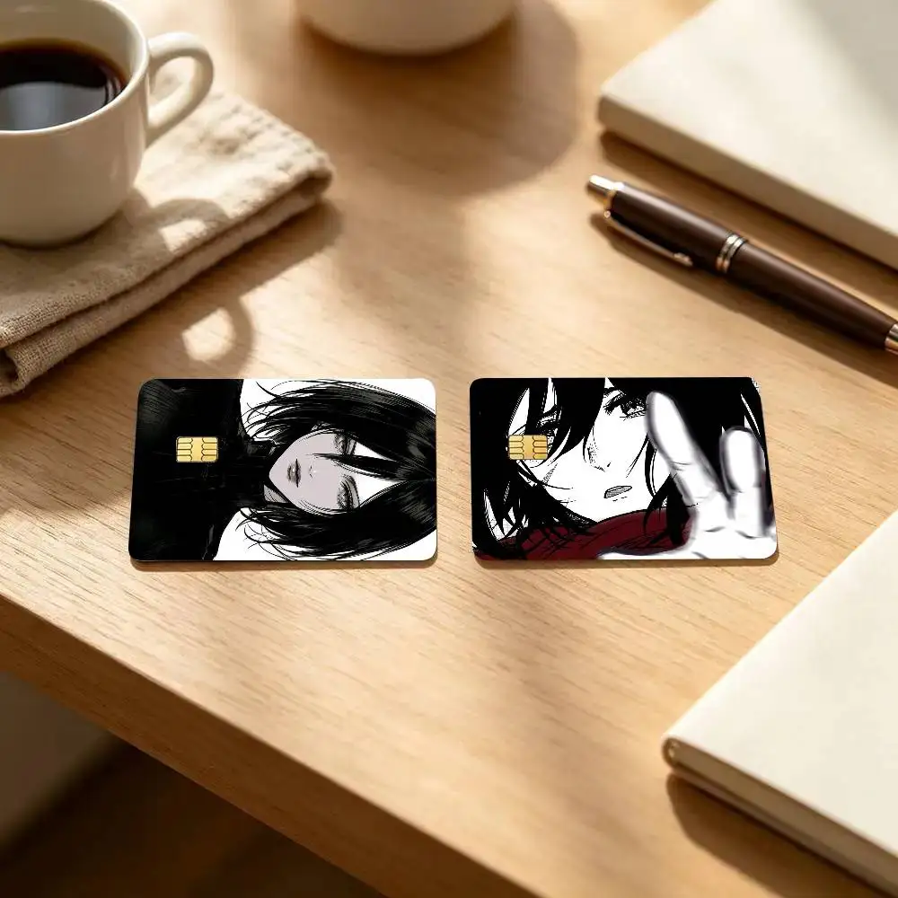Mikasa Ackerman Anime Attack On Titan Card Sticker 4Pcs Credit Card Skin Anti Scratch Bank Debit Card Decal