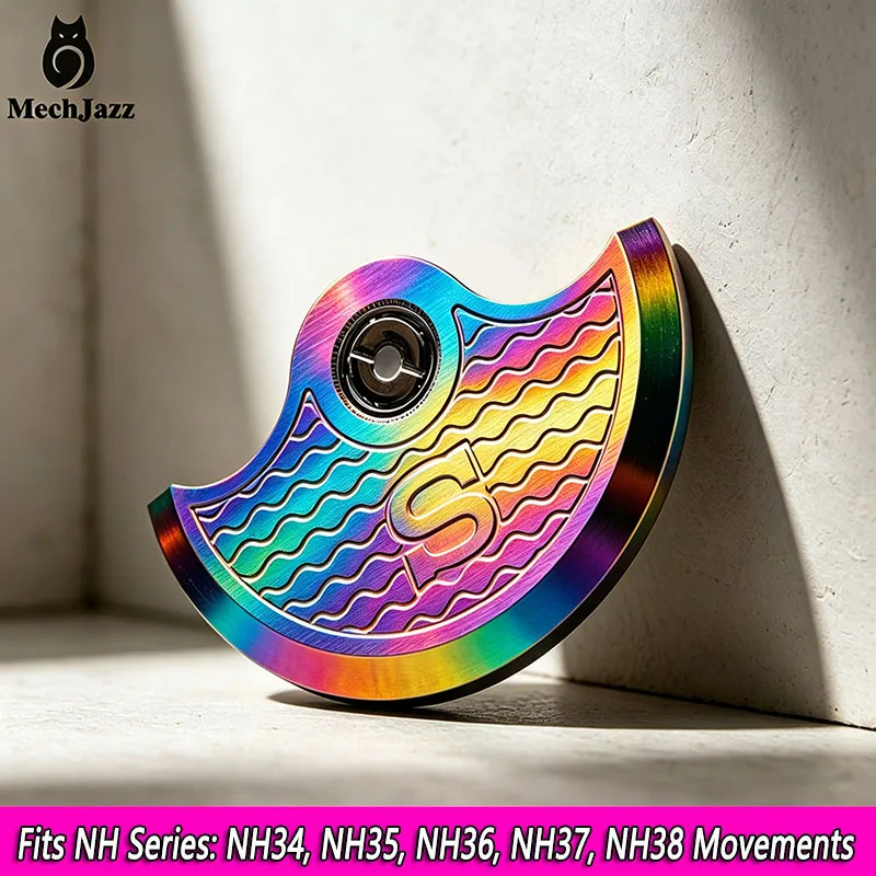 

MechJazz S Wave Engraved Rotor, Oscillating Weight, Fit Seiko NH34/NH35/NH36/NH37/NH38/NH39, 4R/7S Movement Mod Parts