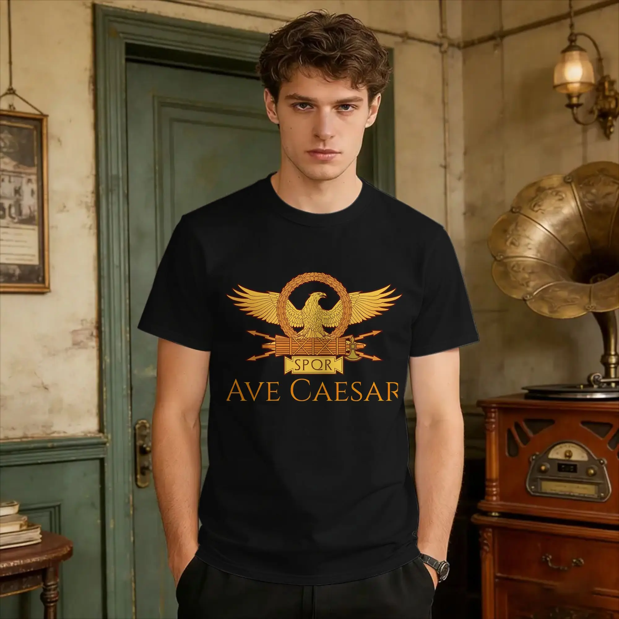 Ancient Rome  Ave Caesar SPQR T-Shirt Beach  Streetwear T Shirts Cotton Trending Tshirt For Men's Pattern Top Tees