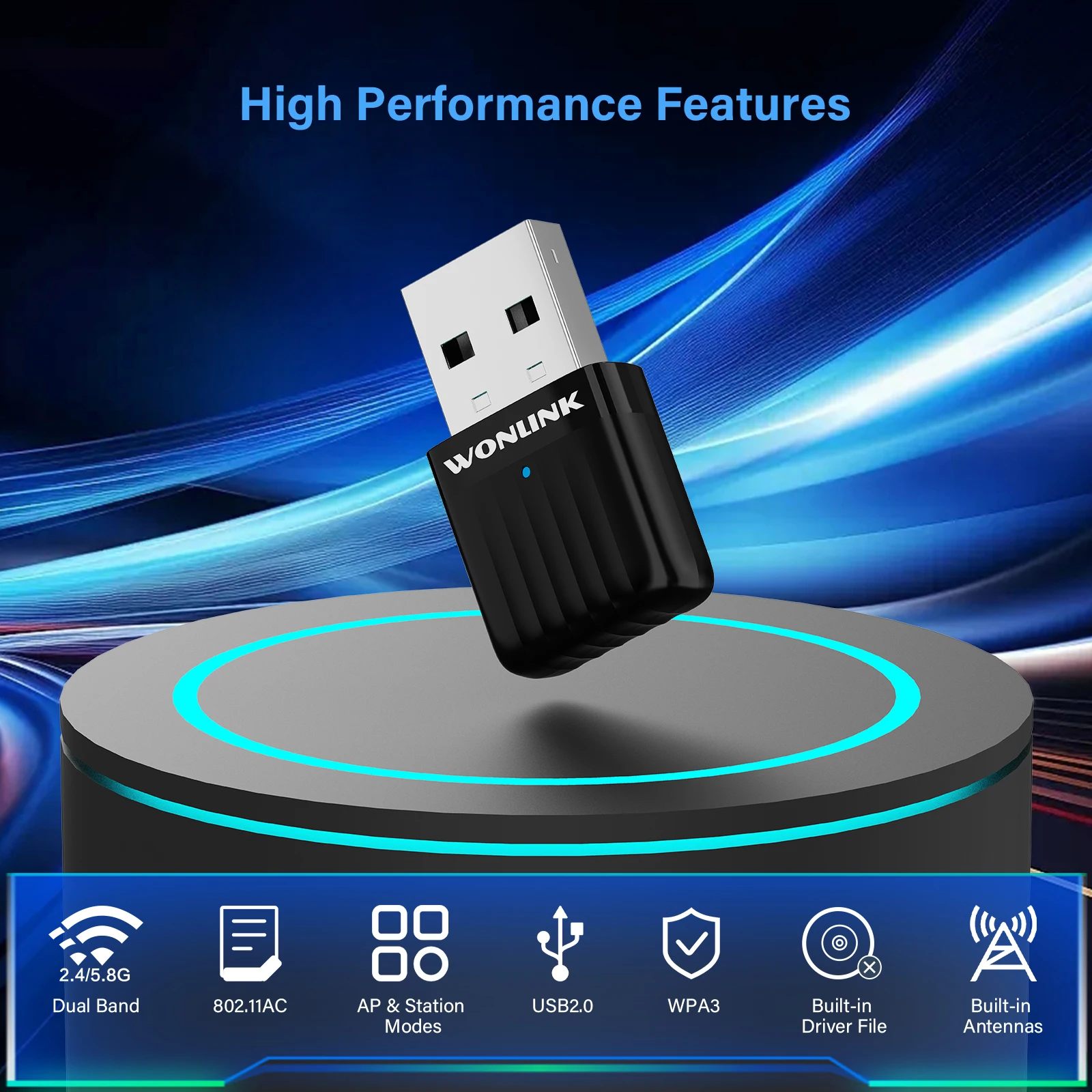 Адаптер Wi-Fi USB 3.0 1300 Мбит/с, адаптер Wi-Fi 5 ГГц/2G RTL8812BU 2*2dbi 650 Мбит/с Antena Para PC Receptor De Rede Cle Dongle Card