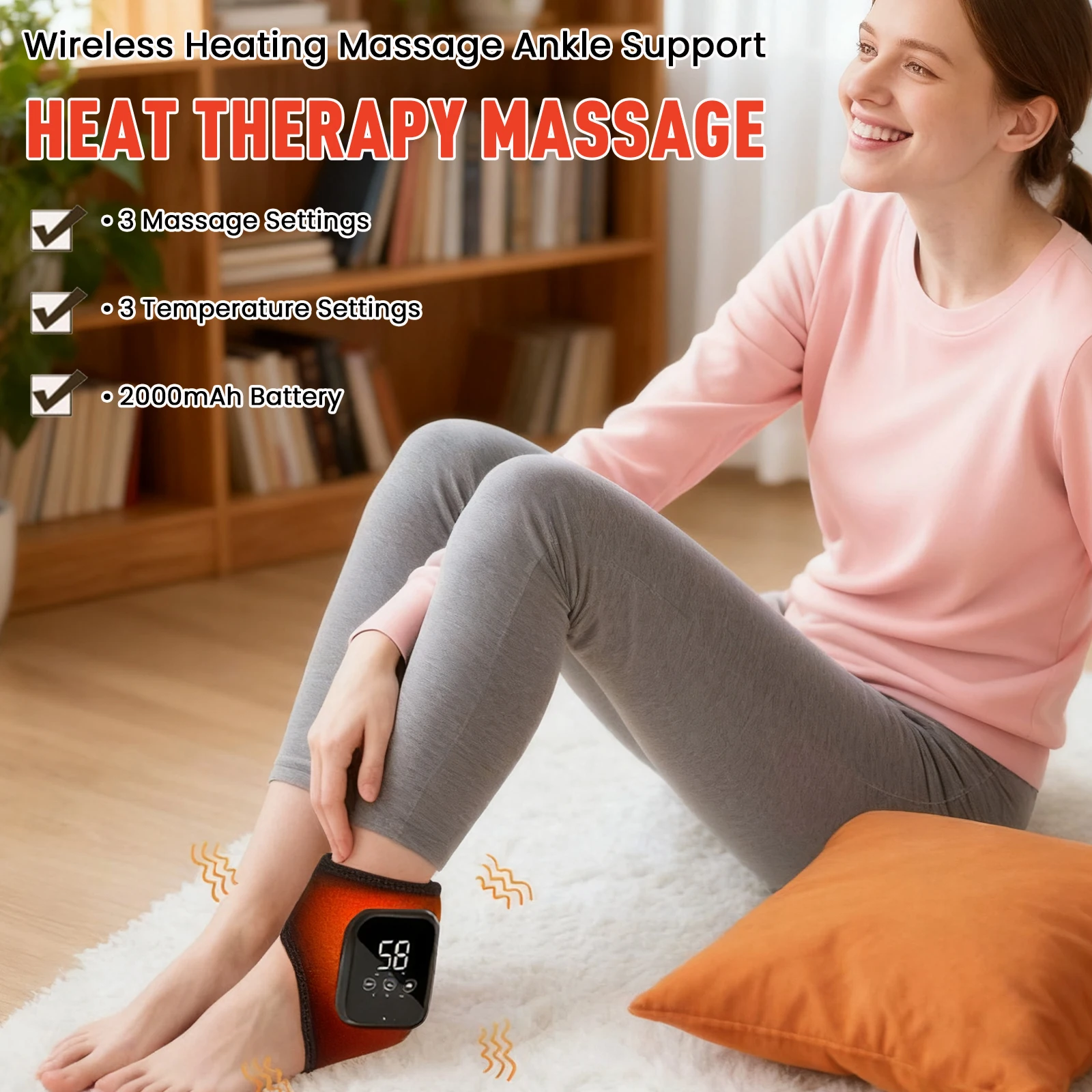 

1/2 шт. Массажер для голеностопа с 3 режимами нагрева, беспроводной массажер для ног с подогревом, компрессионный защитный ремень для голеностопа и пятки