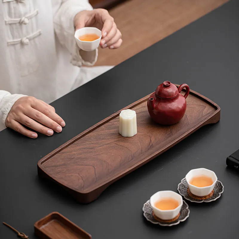 Black Walnut Wood Tea Tray Luxury Home Rectangular Tea Tray Serving Small Kong Fu bandeja de bambu para cozinha Tea Accessories