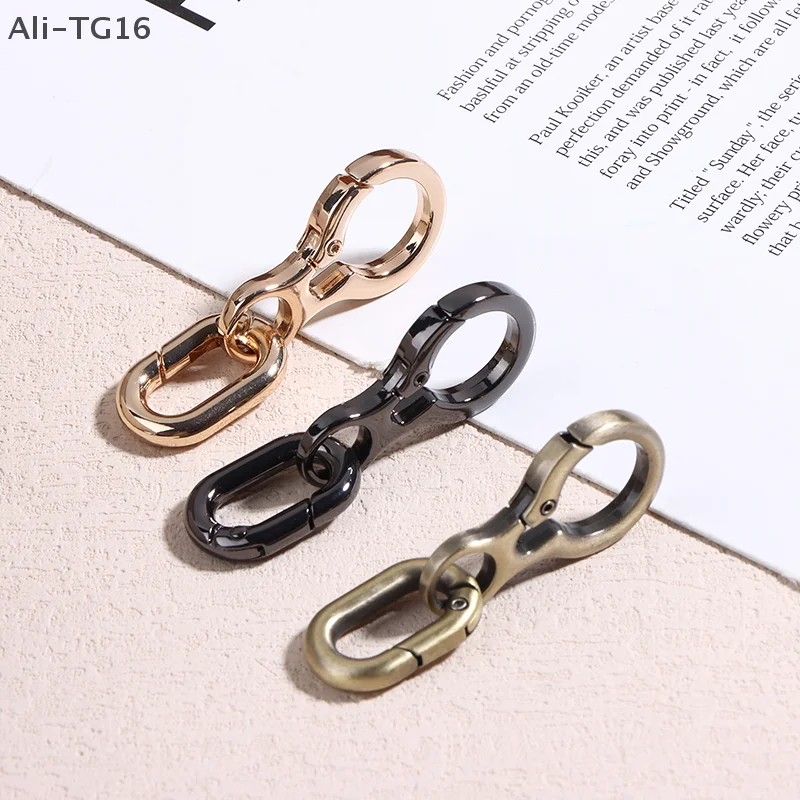 1/3 pçs clipes de fecho giratório de abertura dupla ganchos de pressão de mola de metal com chaveiro para chaveiros diy acessórios de artesanato