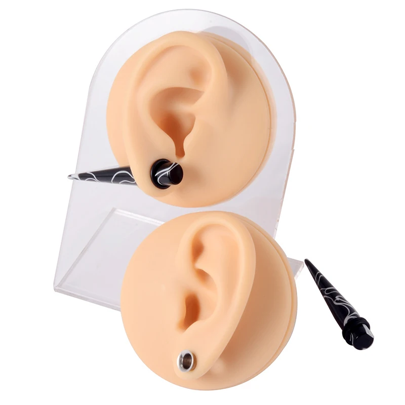 Simulated Silicone Ear Nose Navel Nipple Model Stereoscopic Puncture Training Piercings Jewelry Display Teaching Tool Stand Kit