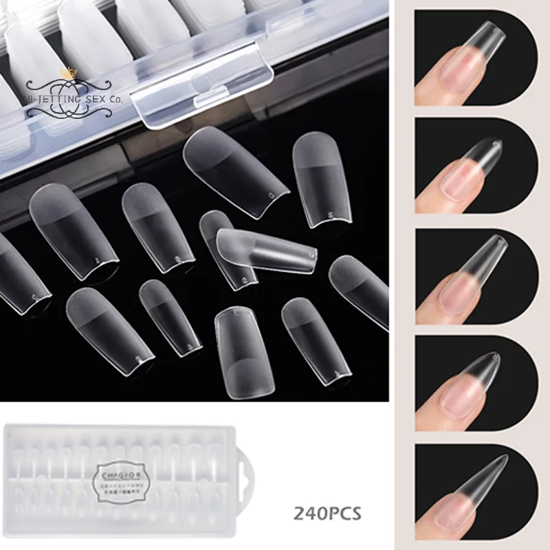 240pcs/set Fake Nails Tips Full Cover Short Acrylic Fake Nails Press On False Nail American Capsule Art Nailpop Накладные Ногти