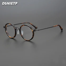 Vintage Pure Titanium Reading Glasses Men Round Anti Blue Light Prescription Glasses Women Photochromic Myopia Hyperopia Eyewear