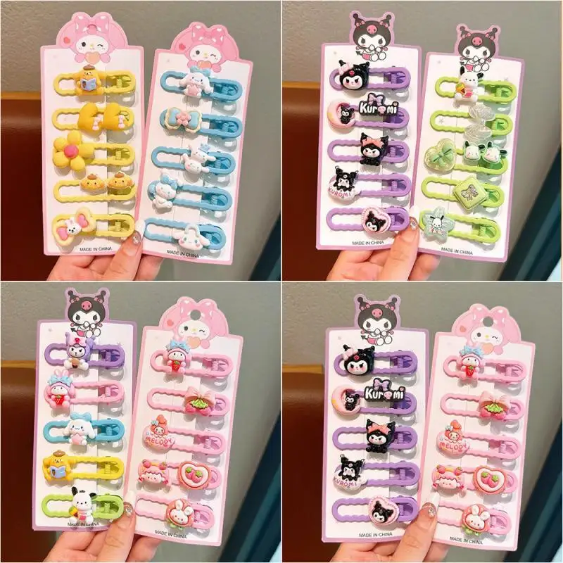 

Милый SanrioS Kuromi My Melody Cinnamoroll, вдохновляющий карты, детские аксессуары для волос с героями мультфильмов, головной убор, боковой браслет, зажим, подарок