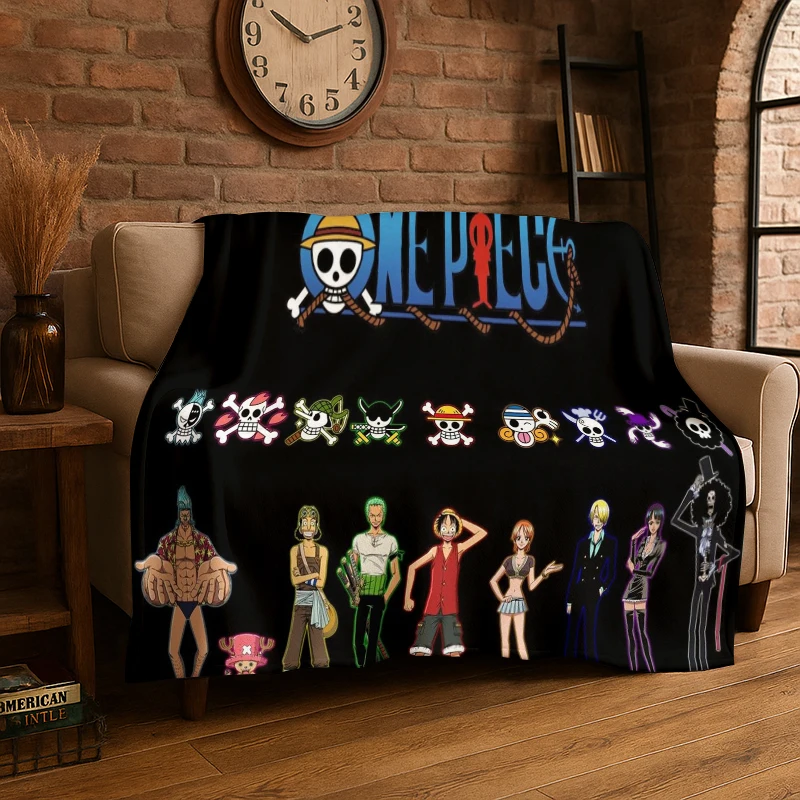 One Piece Crew & Jolly Roger 2026 Flanelldecke 3D-Druck Weiche Warme Anime-Charaktere Wurfdecke Leichte Gemütliche Bettdecke