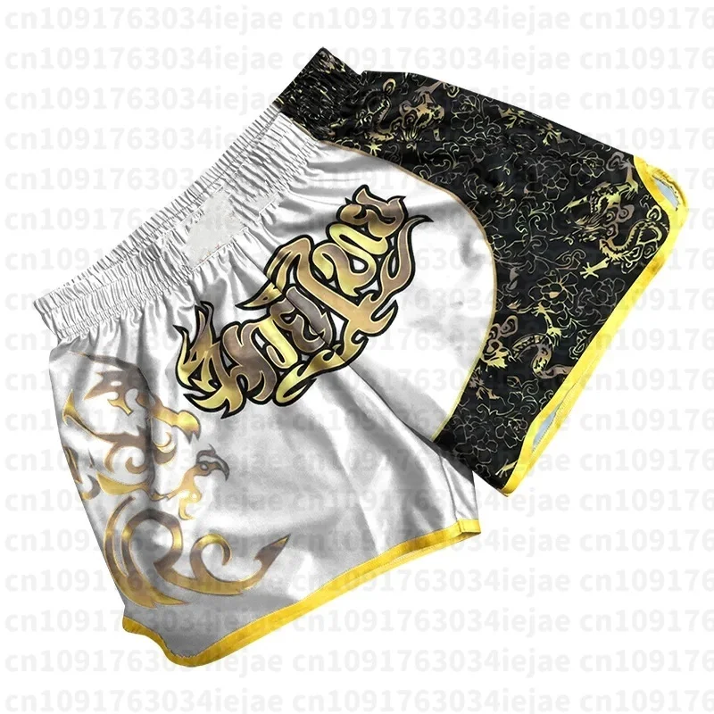 Herren- und Kinder-Shorts für Kickboxen und Muay Thai, bedruckte Boxershorts, Box-Thai-Shorts, professionelle Kickbox-Trainings- und Kampfkleidung. – Detail 6