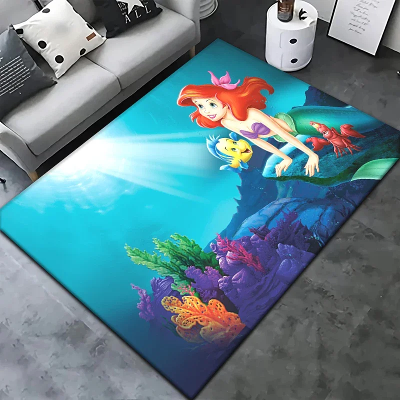 The Little Mermaid HD PrintedCarpet Rug for Living Room Bedroom Decoration Picnic Camp Kitchen Carpet Crawling Carpet