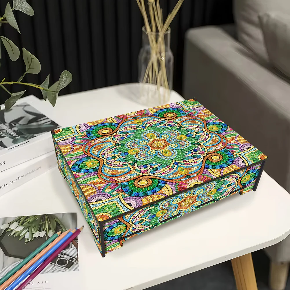 

Mandala Diamond Painting Storage Box Diamond Art Organizer Box Portable Rhinestone DIY Jewellery Box Multi Grids for Women Girls