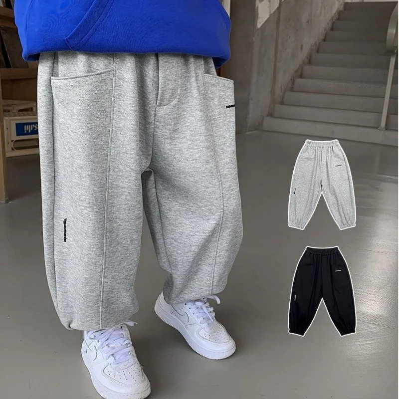 

Autumn Kids Thin Letter Sweatpant Boys Ankle Length Harem Pant 2+y Young Child Clothes Spring Girls Elastic Waist Sport Trousers