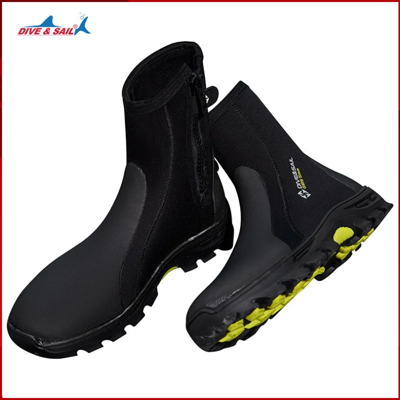 

DIVE SAIL High Upper Diving Boots 5MM Men Women Anti Slip Vulcanized Snorkeling Surfing Shoes with Side Zipper Warm Fish Shoes