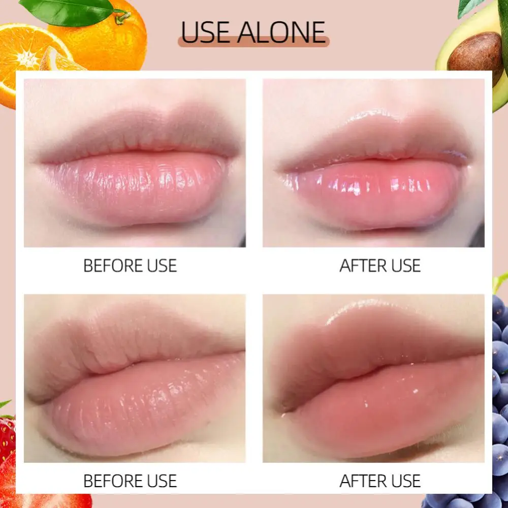 Líneas de labios reductoras hidratantes, aceite de labios transparente, frutal que bloquea la humedad, brillo de labios de fruta, resistente al agua, nutre los labios hidratantes