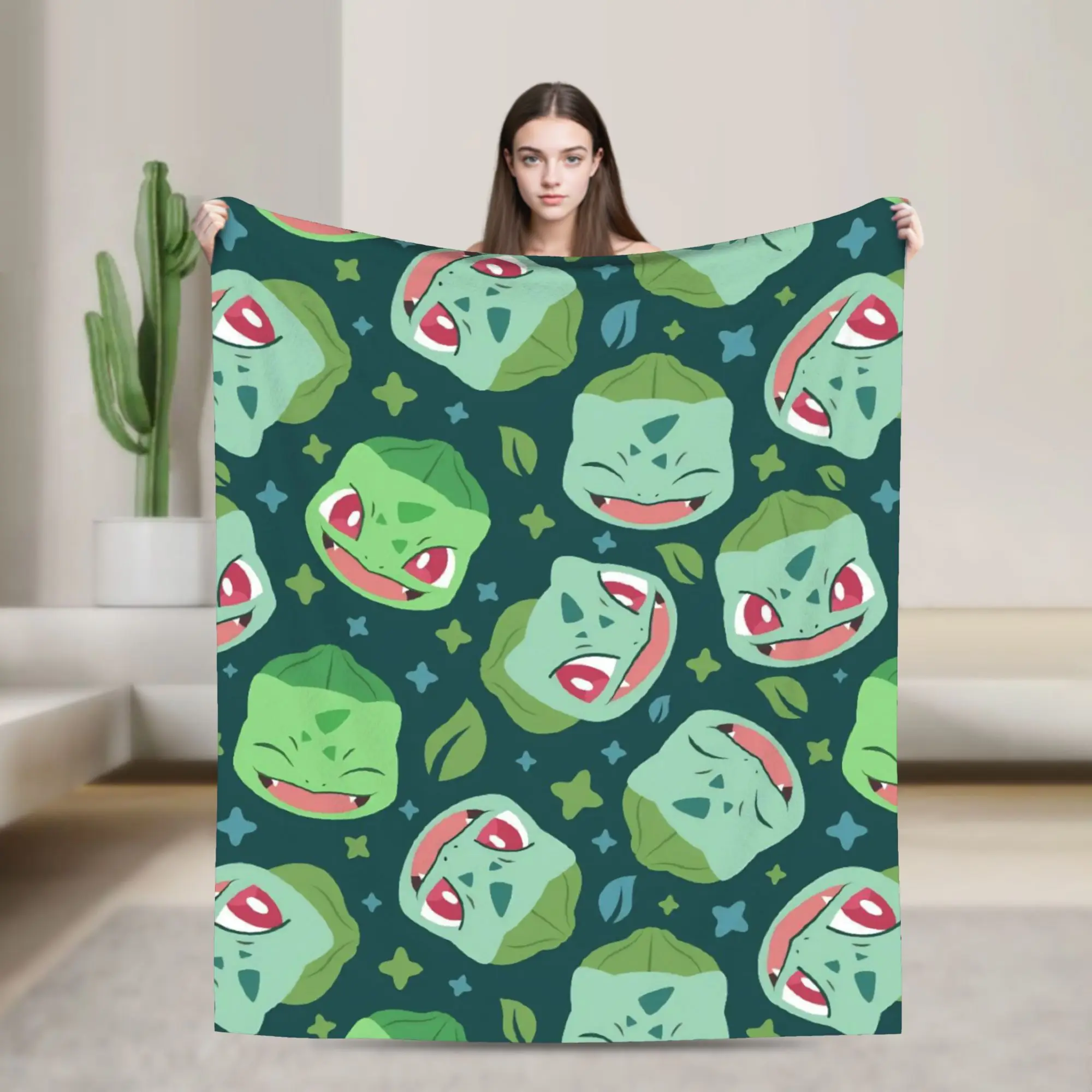 Pikachus Gengars Blankets Poke-Mon Cartoon Flannel Vintage Soft Throw Blankets for Home Decoration