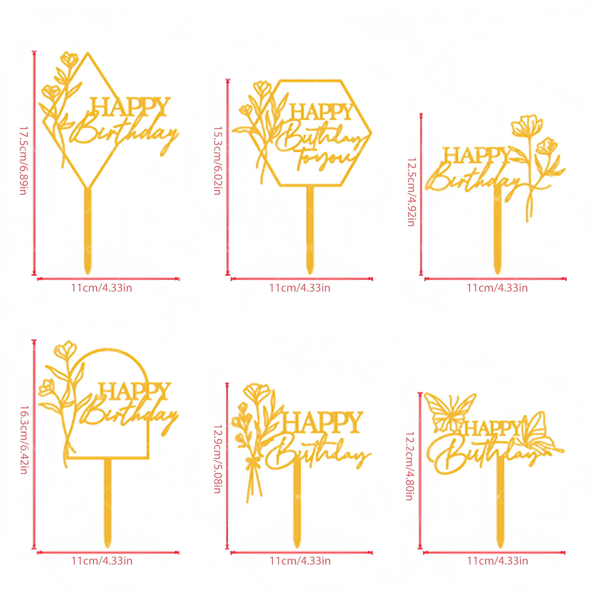 3 Stück Gold Alles Gute zum Geburtstag Kuchen Topper Geburtstag Mädchen Acryl Geburtstag Party Kuchen Topper Geschenk Dessert Dekoration – Detail 6