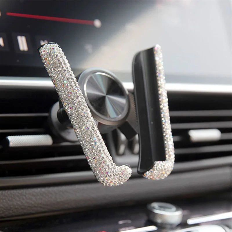 

Автомобильный держатель для телефона с бриллиантовым кристаллом, автомобильный зажим для вентиляционного отверстия, держатель для мобильного телефона, подставка в автокронштейне, аксессуары для интерьера