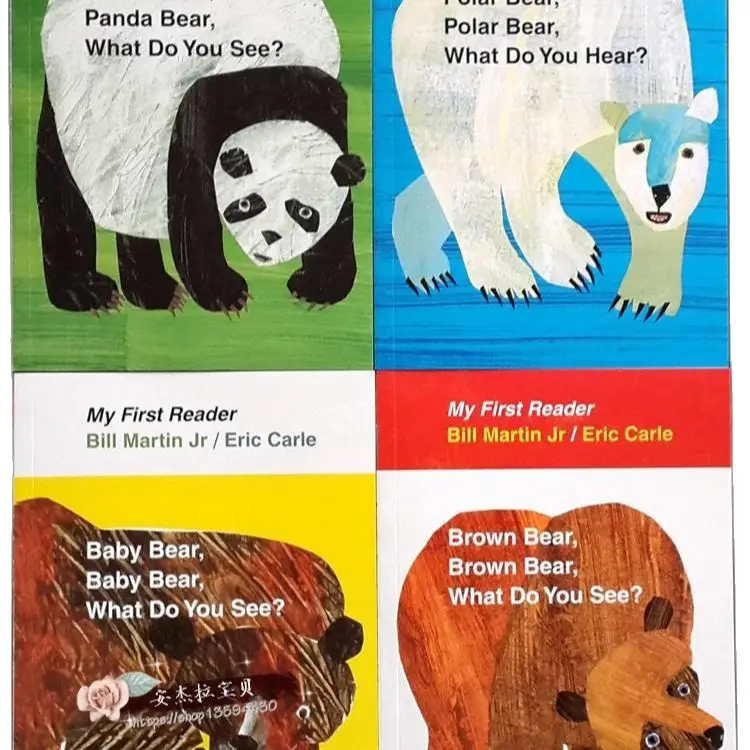 

4PCS English book for children My First Reader Mini Library: Brown Bear, Brown Bear, What Do You See educational popular book