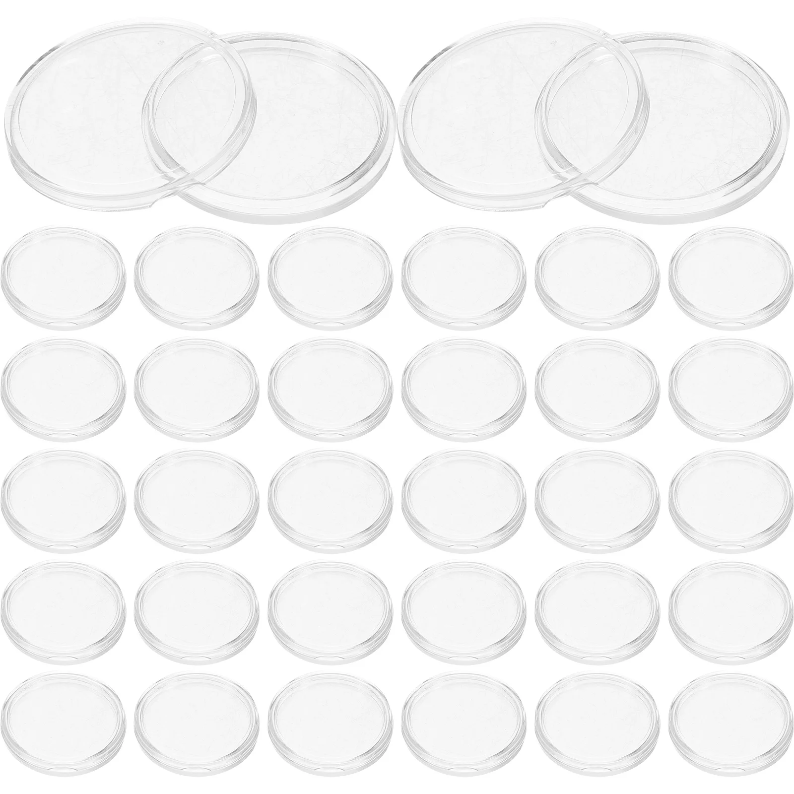 100 قطعة صندوق تخزين العملات المعدنية شفافة 28 مللي متر حافظة مستديرة صغيرة لجوائز جمع العملات المعدنية تعزيز معرض الهدايا التجارية #3