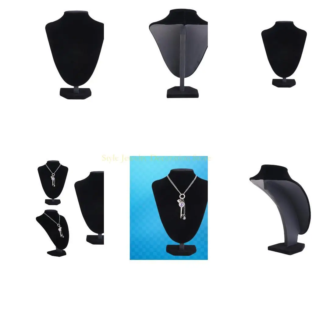 

D46E Black Pendant Jewelry Display Bust Stand-Freestanding Pendant