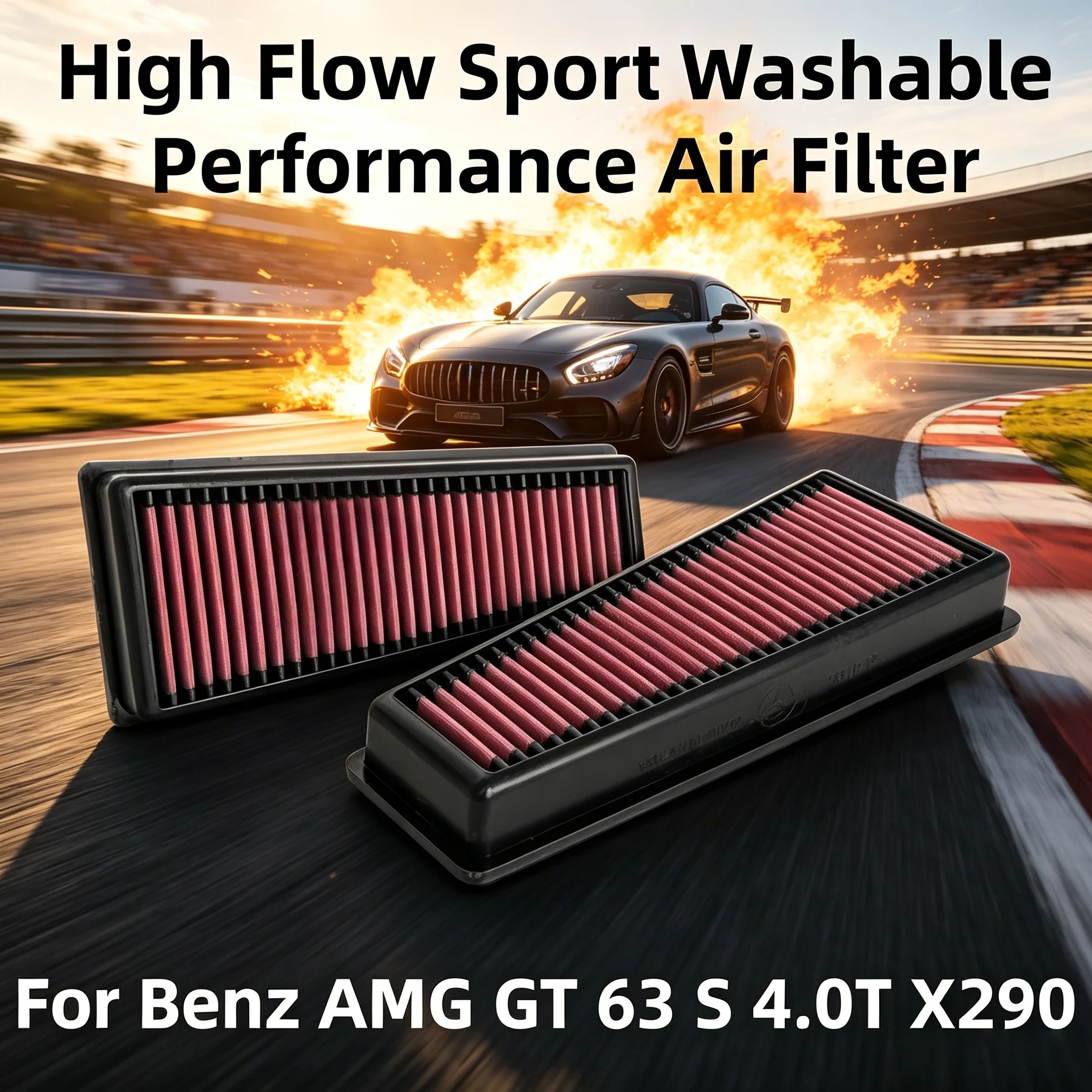

High Flow Sport Washable Performance Air Filter For Mercedes Benz AMG GT 63 S 4.0T X290 33-3140 A1770940000 A1770940100 FB98120