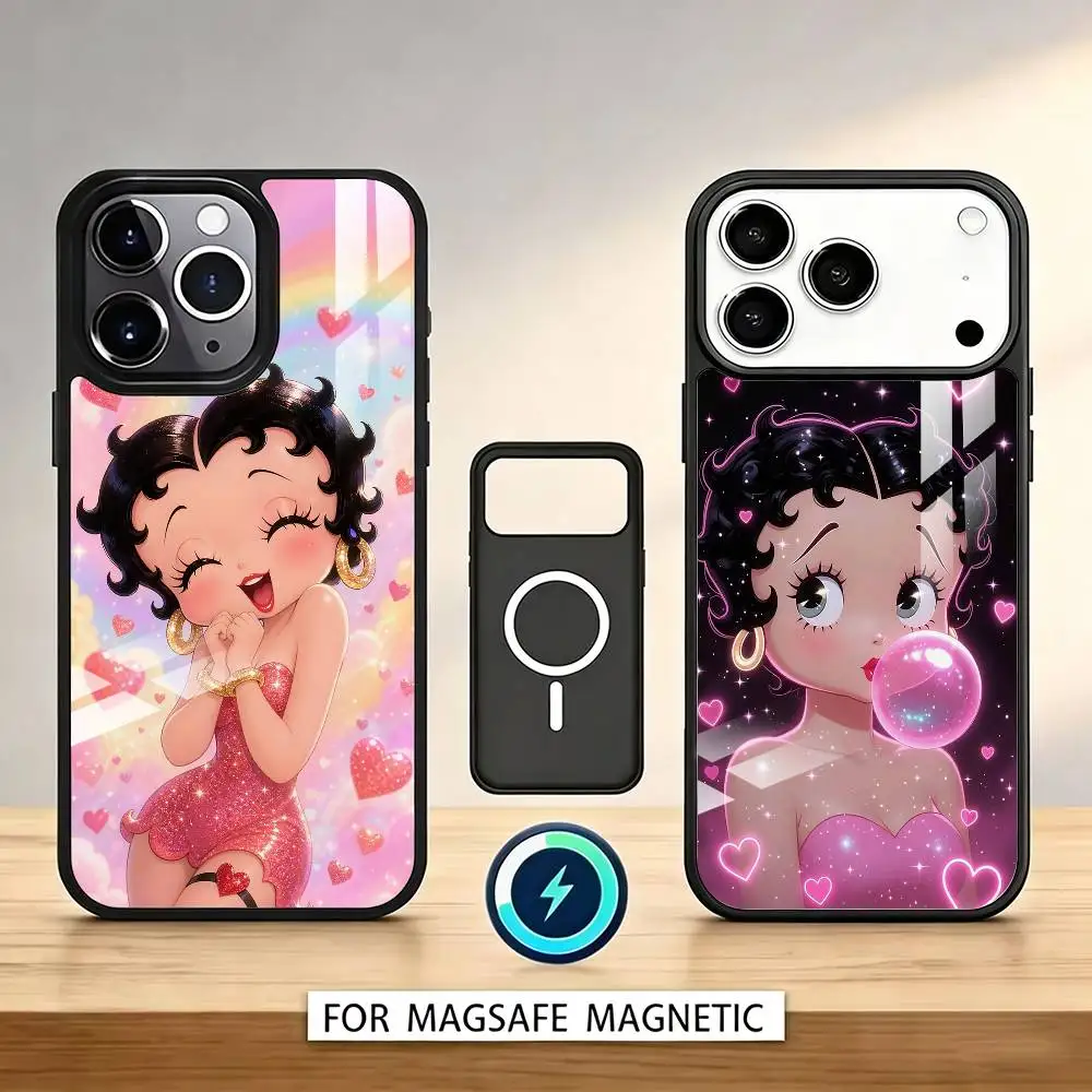 Betty Cute Girl B-Boop Phone Case For iPhone17,16,15,14,13,12,11 Plus,Pro Max Magnetic For Magsafe Wireless Charging