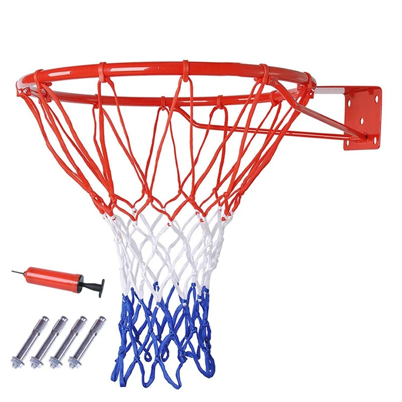 Basketball Rim,Wall Door Mounted Basketball Hoop,Basketball Rim Goal Replacement With Net,Standard 18In Basketball Hoop