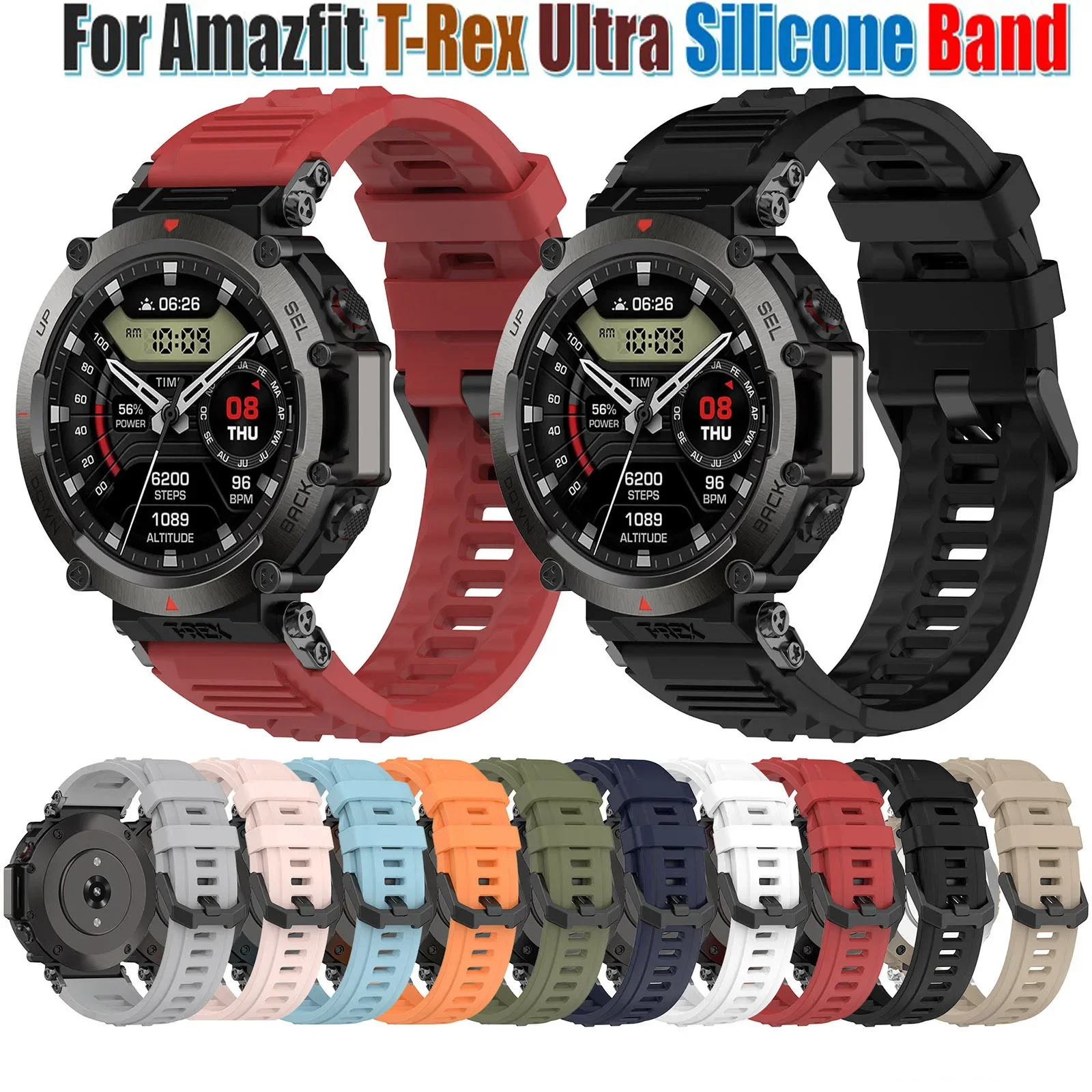 

Silicone Watchband For Huami Amazfit T-Rex Ultra Smart Watch Replacement Bracelet Wrist bands for Amazfit T-Rex Ultra Strap