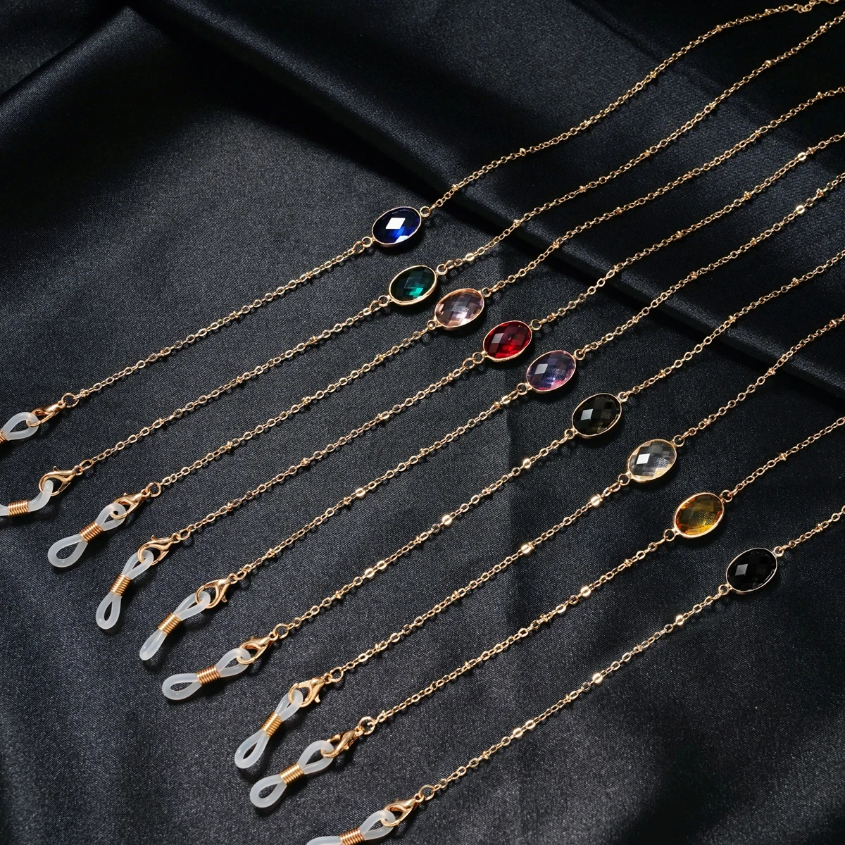 Bohemia Flower Crystal Pearl Sunglasses Chain Gold Color Double Layer Chain For Glasses Fashion Women Jewelry Glasses Accessorie