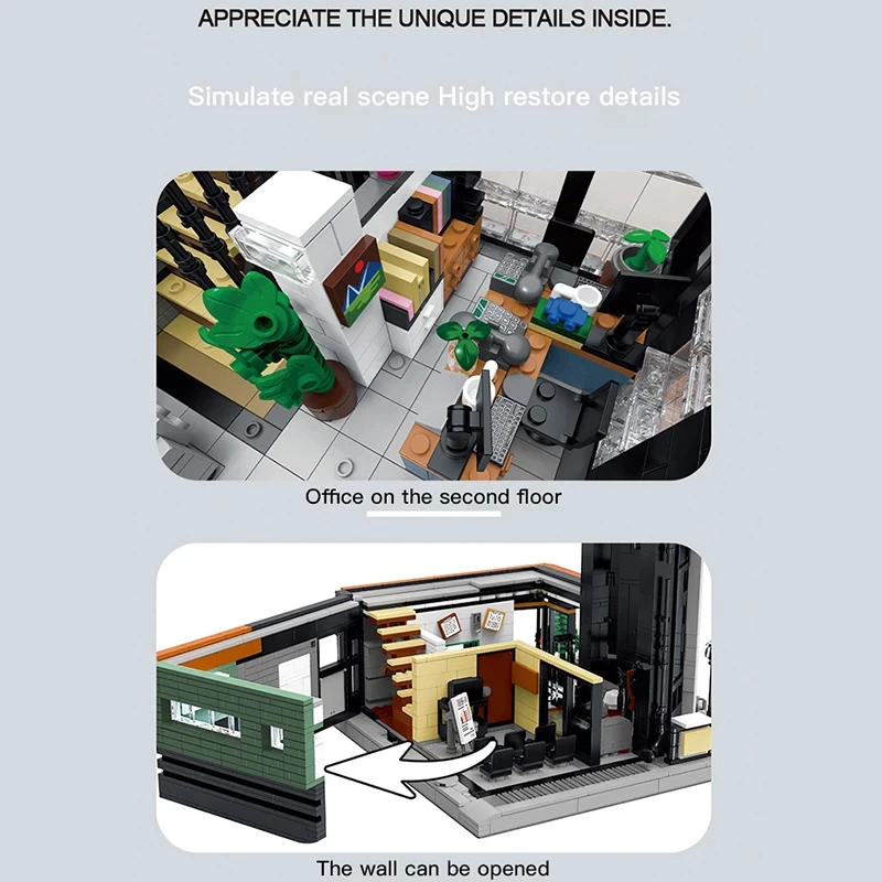 3828PCS Office Building MOC Model Building Block Set Creative Street View Modular House Assembly Bricks DIY Toys Gifts For Kids