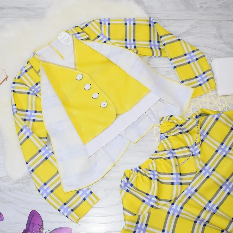 Sky02 الفتيات جاهل شير Horowitz الكلاسيكية زي مدرسي تنورة فستان بتصميم حالم للأطفال يوم العالم حفلة الهالوين Costume88Li #