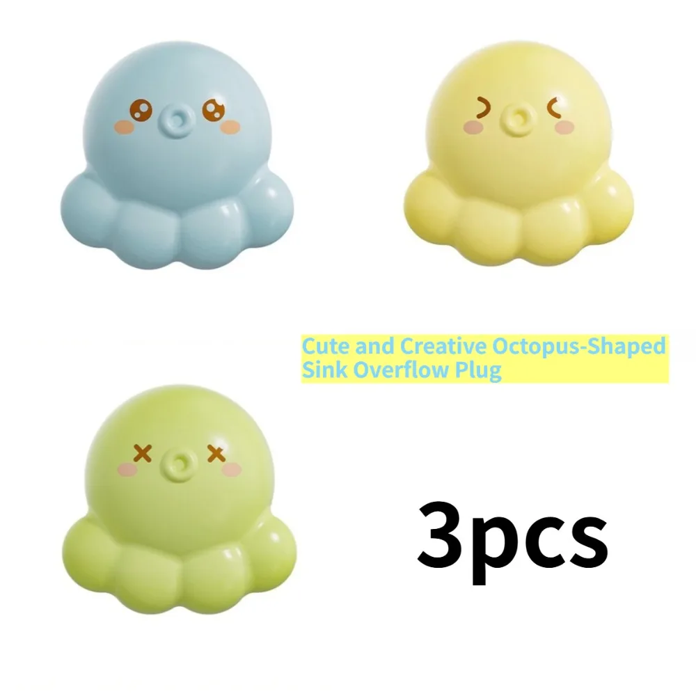 3pcs Creative Octopus Silicone Sink Overflow Plug, Odor-Resistant Sealing Stopper for Bathroom, Kitchen Sink and Bathtub