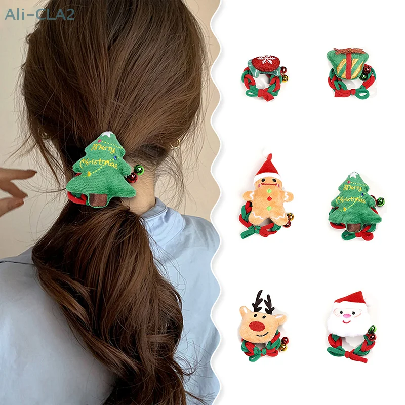 Bandeaux de cheveux tissés animés mignons pour femmes et filles, attaches de cheveux de Noël, accessoires de mode de dessin animé, doux et polyvalents, cadeaux de vacances