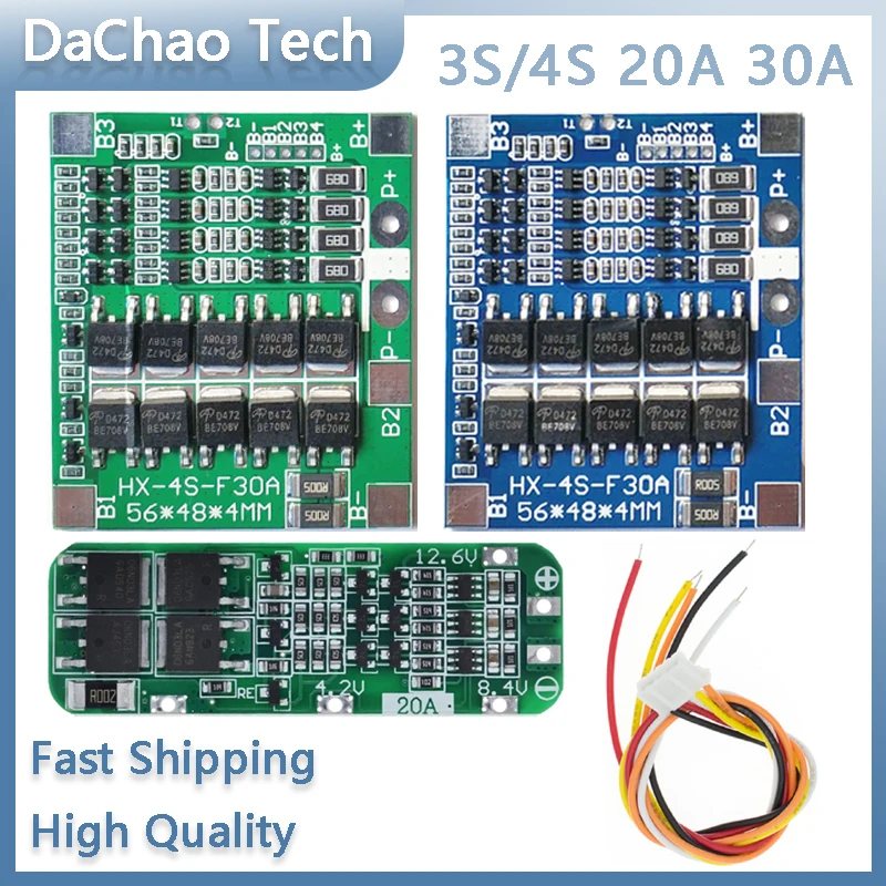 4S 30A 14.8V 12.8V Lithium 18650 Battery Protection Board BMS Lithium Iron Phosphate Protection Board Balance Charging Circuit