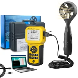 HoldPeak High-precision Digital Wind Speed Air Volume Meter Anemometer HP-856A USB/Handheld with Data Logger and Carry Case