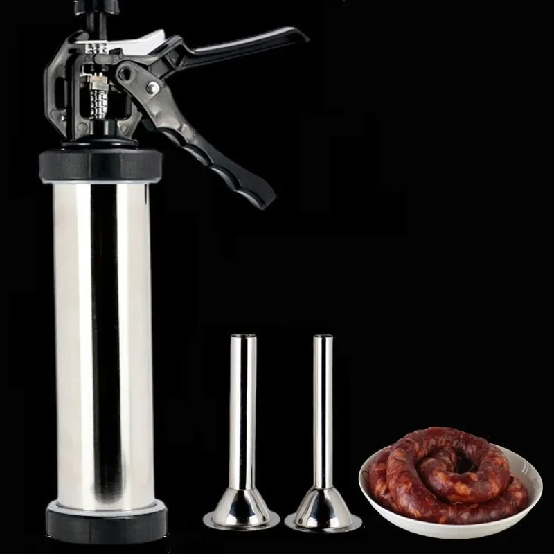 Homemade Manual Stainless Steel Sausage Filler Maker Sausage Syringe Meat Filling Machine Sausage Stuffer Kitchen Tool