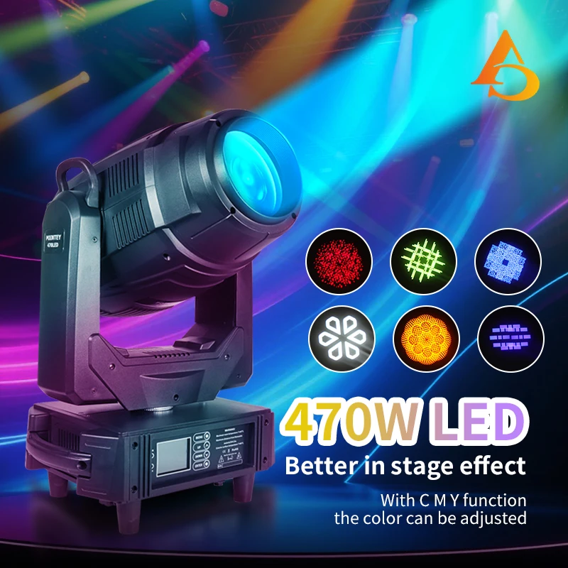 LED Moving Head Light 470W DMX Projector DJ Performance Light Stage Light Show Wedding Concert