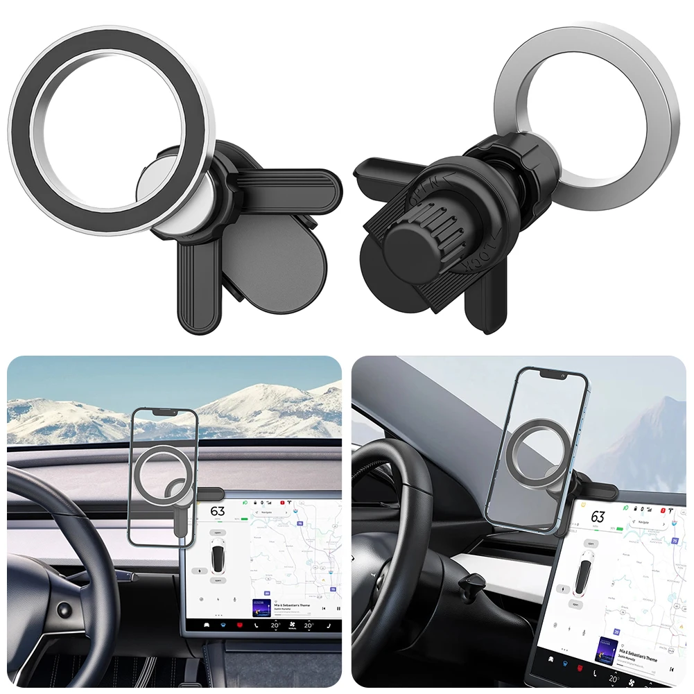 

Magnetic Car Phone Holder for TESLA Model 3 Car Display Screen 360 Degree Rotation Car Vent Phone Mount for iPhone Xiaomi Huawei