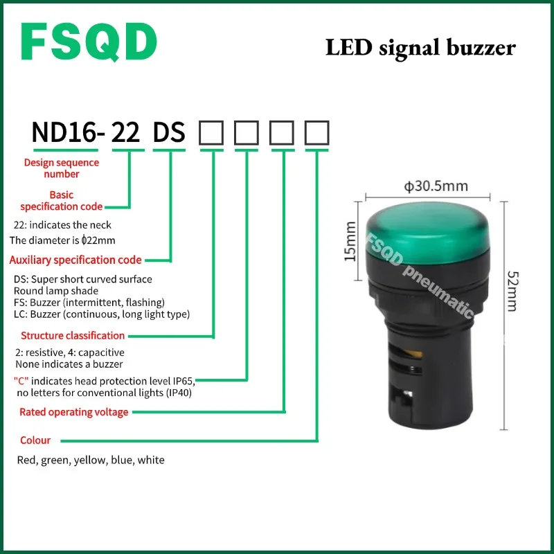 1PC Buzzer indicator AD16 Pilot lamp LED Power indicator ND16-22DS 12v 24v 220v 380v