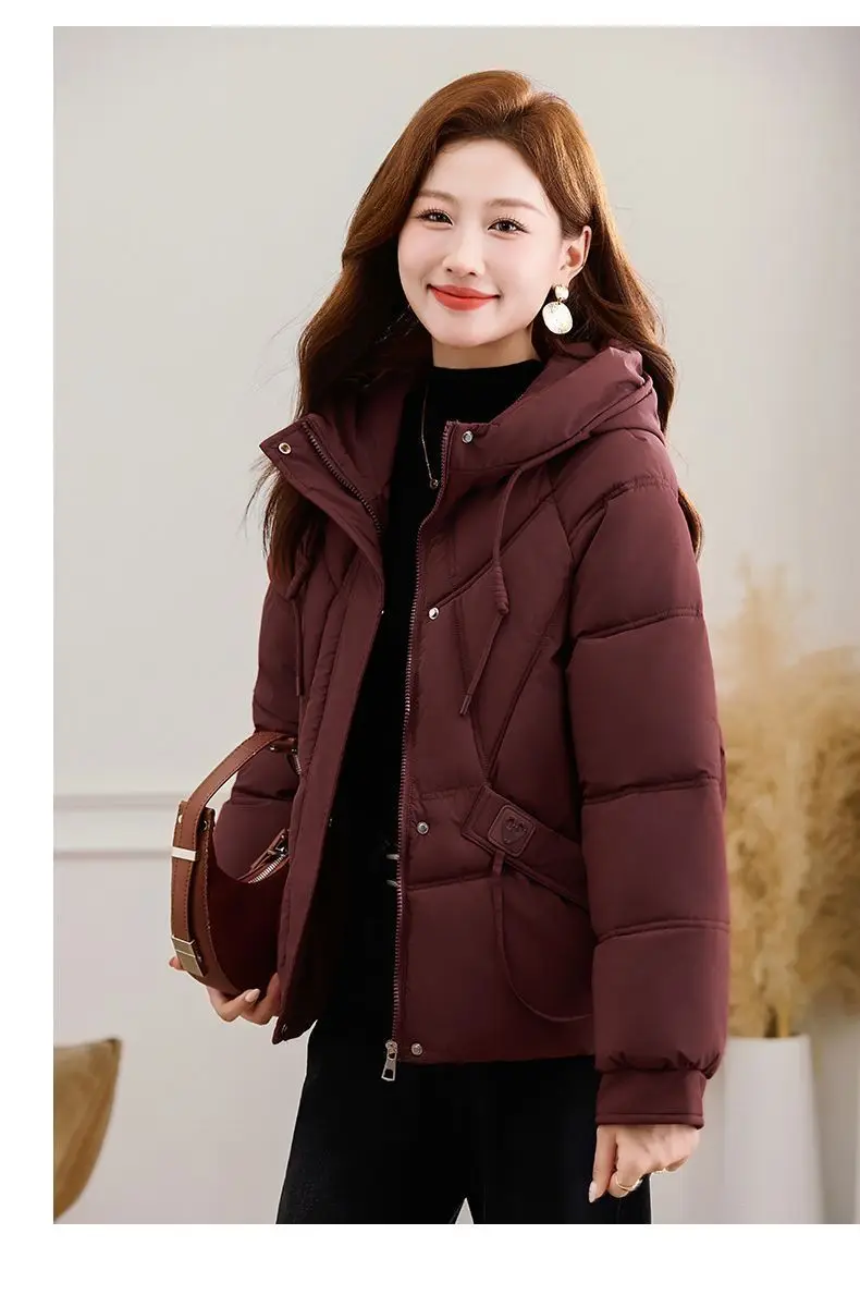 2027 Winter New High End Big Fur Collar Workwear Down Cotton Jacket Women's Fashion Short Thicken Cotton Female Parkas Coats