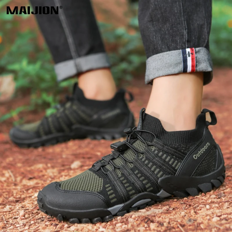 

High-top Mesh Outdoor Sneakers Men's Breathable Hiking Shoes Non-slip Women Casual Sports Shoes for Wading Trekking Camping