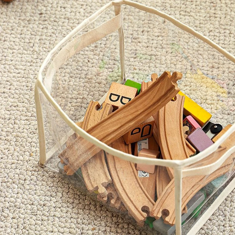 Storage Basket Children\'s Toy Transparent Storage Bucket Large Capacity Household Portable Folding Book Storage Box