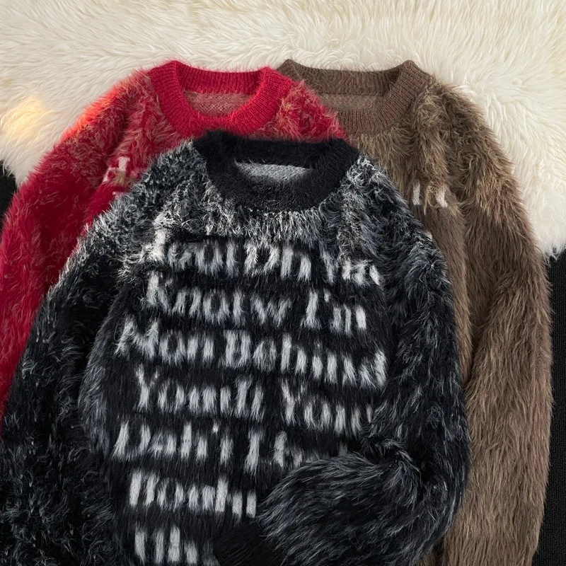 

Свободный вязаный свитер Cisas New Year большого размера (250 Pou), американский стиль, красный, с круглым вырезом, модный женский пуловер