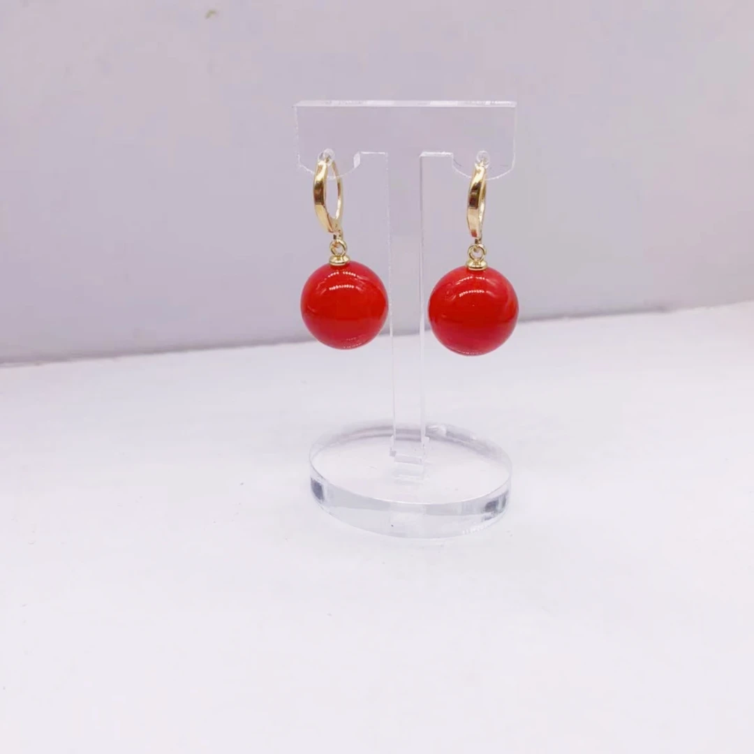 New16mm Red Beaded Earrings Jewelry Gift for wine Lover