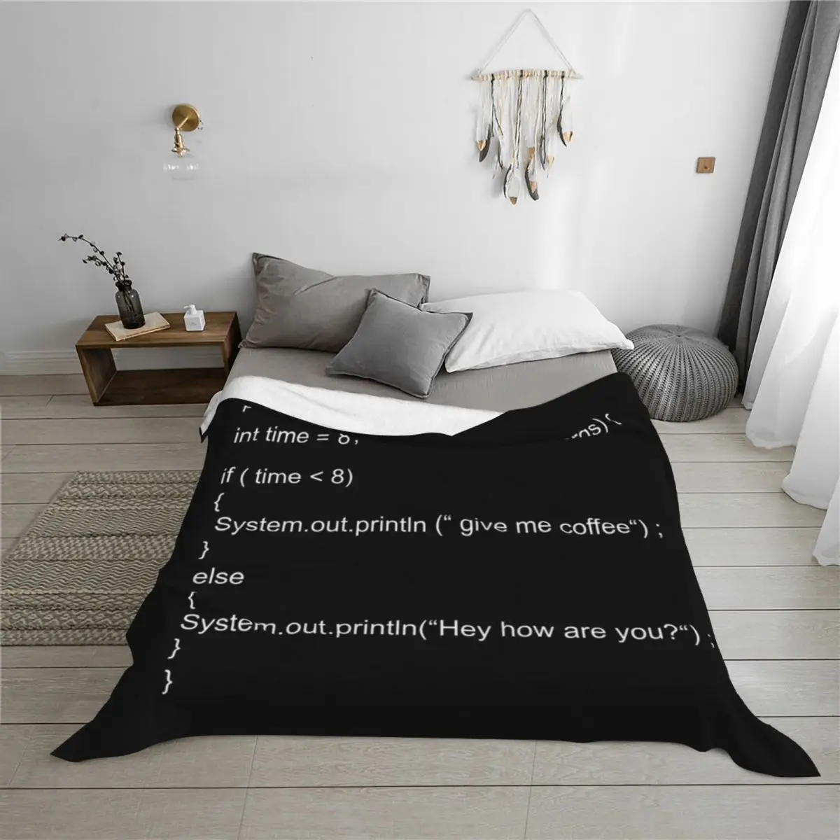 بطانية رمي كود جافا المضحكة للشاطئ، بطانيات منقوشة ناعمة من القطيفة